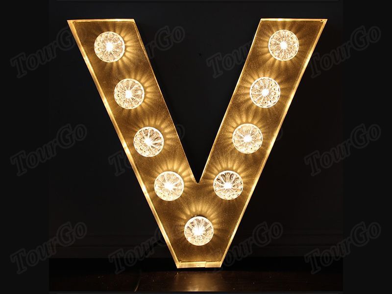 TourGo Wood led light letter V for kids room decoration