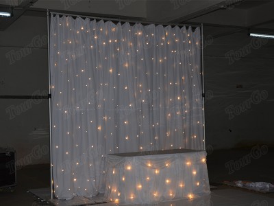 TourGo hot sale wedding chiffon curtain with led warm lights