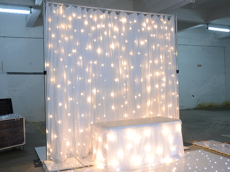TourGo outdoors aluminum frame pipes and sheer with white curtains for wedding