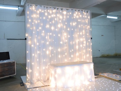 TourGo white wedding curtain with warm led lights for sale