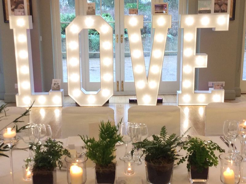 TourGo 5ft tall LOVE Light Letters lighting up the dance floor