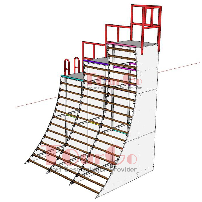 Removable reconfigurable 8 10 12ft ninja warrior obstacle warped wall with handrail and ladder firepole for adult teenager kids