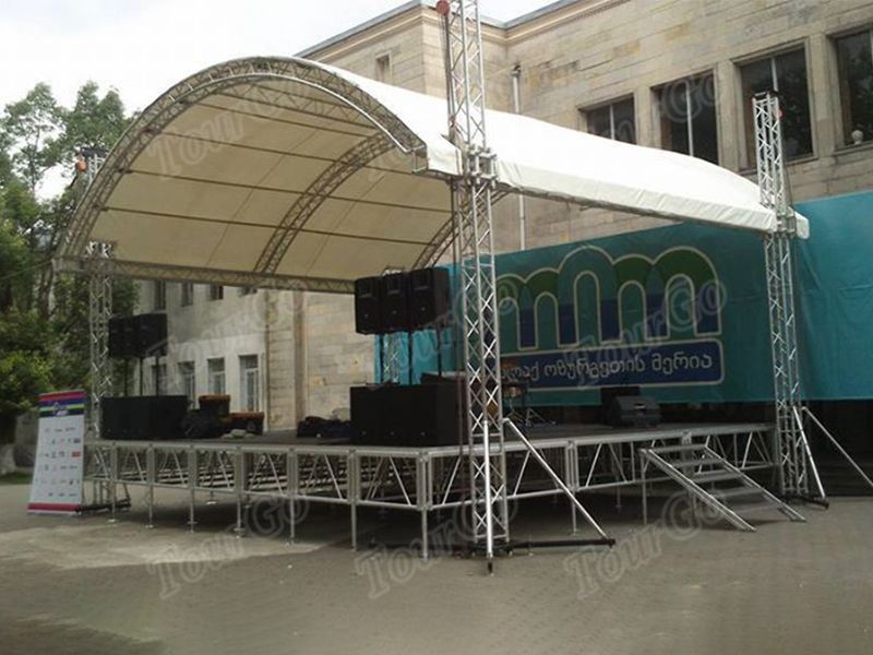 Tourgo Outdoor Aluminum Stage Truss Display with Curved Roof Design