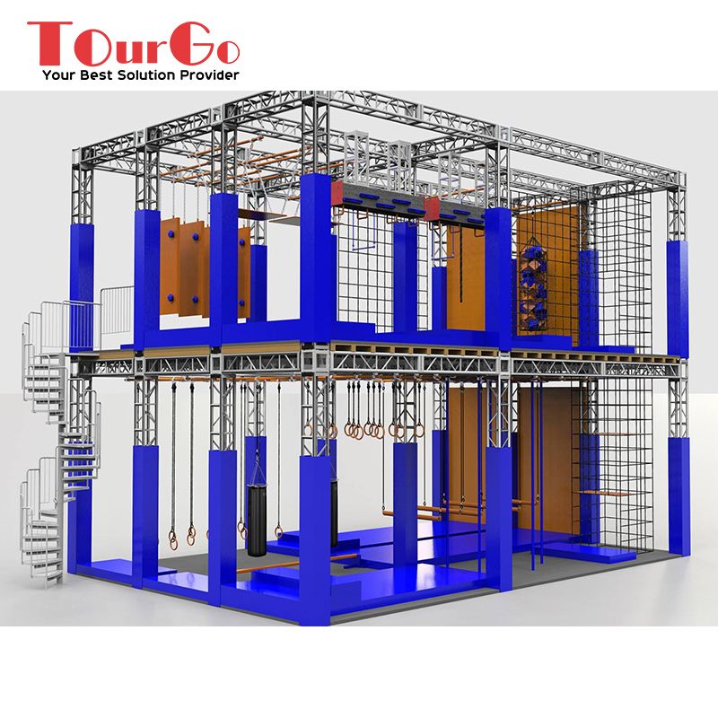 TourGo Adventure Ninja Warrior Obstacle Course Training Equipment with Trampoline Park