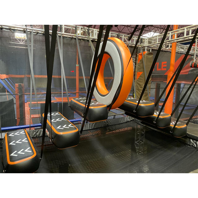 Kids Theme Commercial Trampoline Park Indoor Playground Training Gym Hanging Bridge Inflatable Ninja Warrior Obstacles for Kids