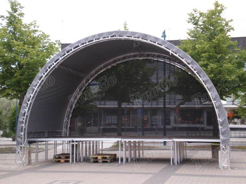 TourGo Aluminum Semi Circle Stage Truss, Concert Stage Curved Roof Truss with Portable Stage