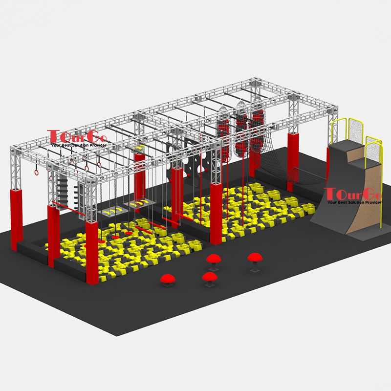 Professional indoor and outdoor playground ninja warrior training equipment with foam pit