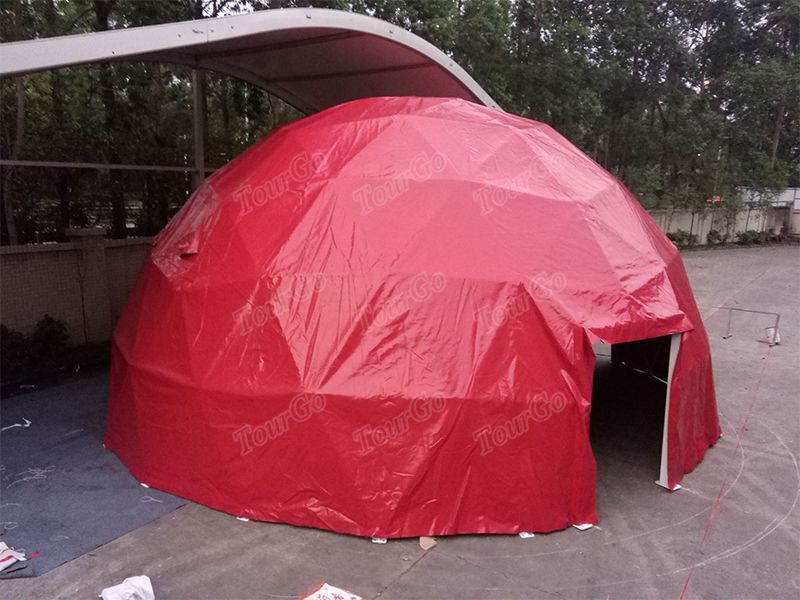 TourGo Diameter 3m Small Geodesic Dome Tent with Full Red Cover for Sale