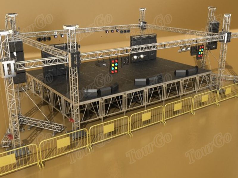 TourGo Flat Roof Truss System Lighting Stage Truss with Line Array Speaker Truss and Portable Stage