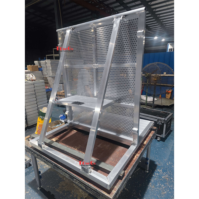 Aluminum Stage Concert Crowed Control Barrier with Custom Steel Logo Plate and Black Nylon Ftted Dolly Cover
