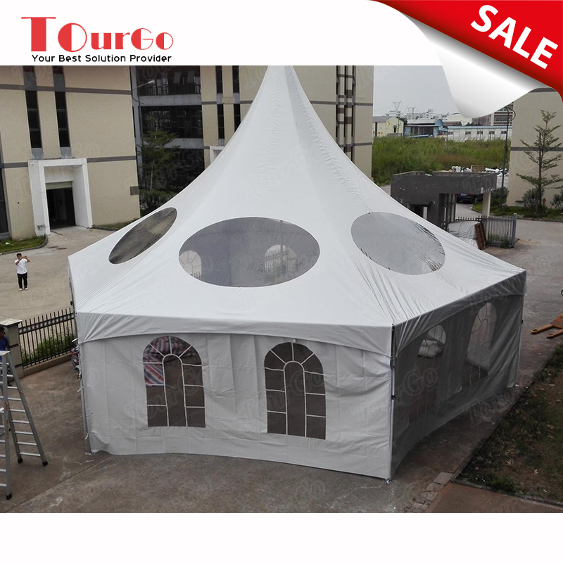 TourGo Portable Cheap Hexagonal Pyramid Tents for Wedding and Party