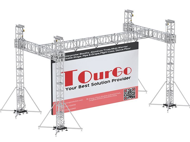 TourGo Aluminum LED Screen Ground Supports 9m Span and Load Capacity 3800kg