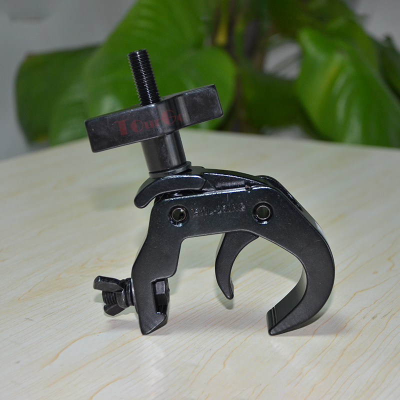Black Powder Heavy Duty Low Profile Hook Style 250kg Load Aluminum Global Truss Quick Rig Clamp for 2 inch Tube