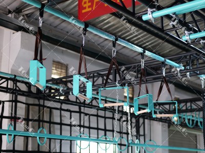 Ninja warrior wooden obstacle ninja — Floating Monkey Bars