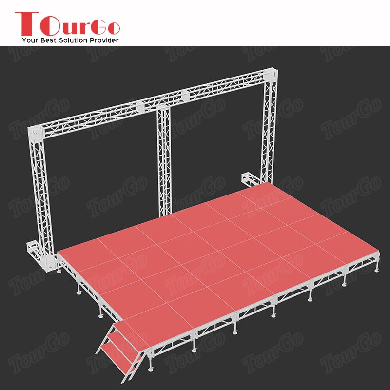 TourGo Alumium Stage Backdrop Truss System with Portable Stage for Hanging Led Screen
