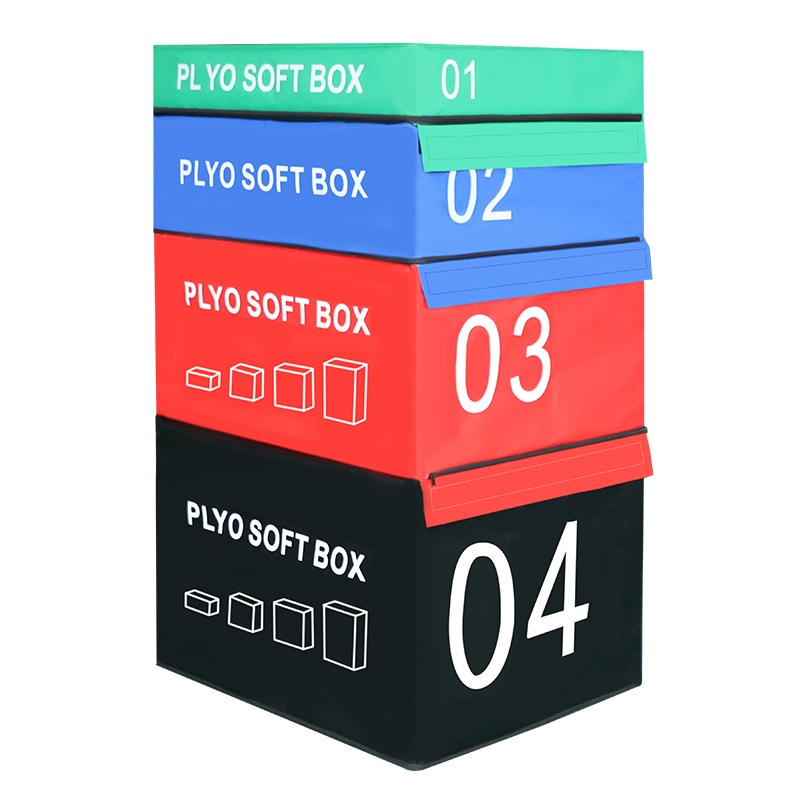 Heavy-duty Vinyl Cover 4 In 1 Stackable Plyometric Soft Jump Box Play Equipment Set for Plyometric Exercise