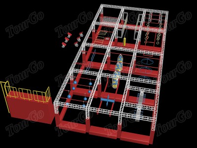 TourGo Indoor Ninja Warrior Equipment, Obstacle Course Ninja Amusement Park for Sale