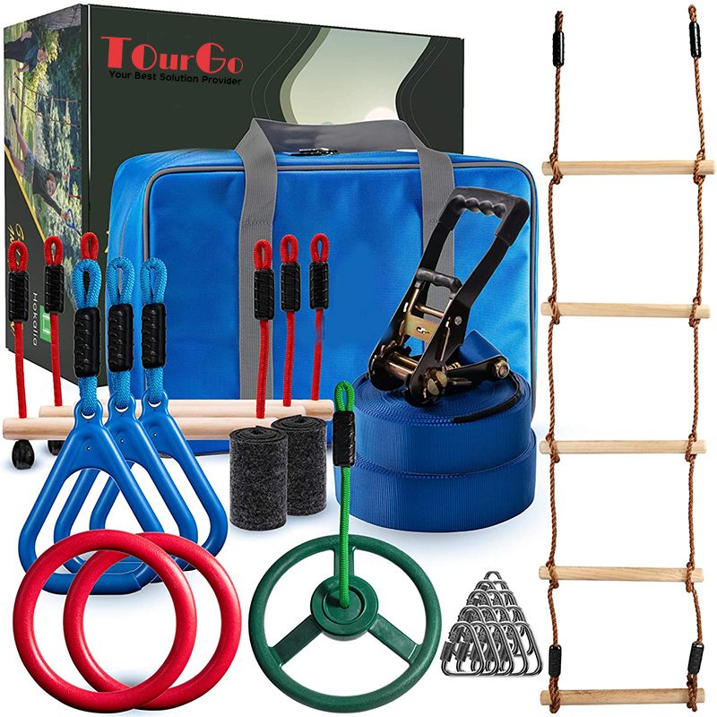 Ninja Warrior Slackline Obstacle Course Jungle Gym Monkey Bars Kit Ninja Line for Kids