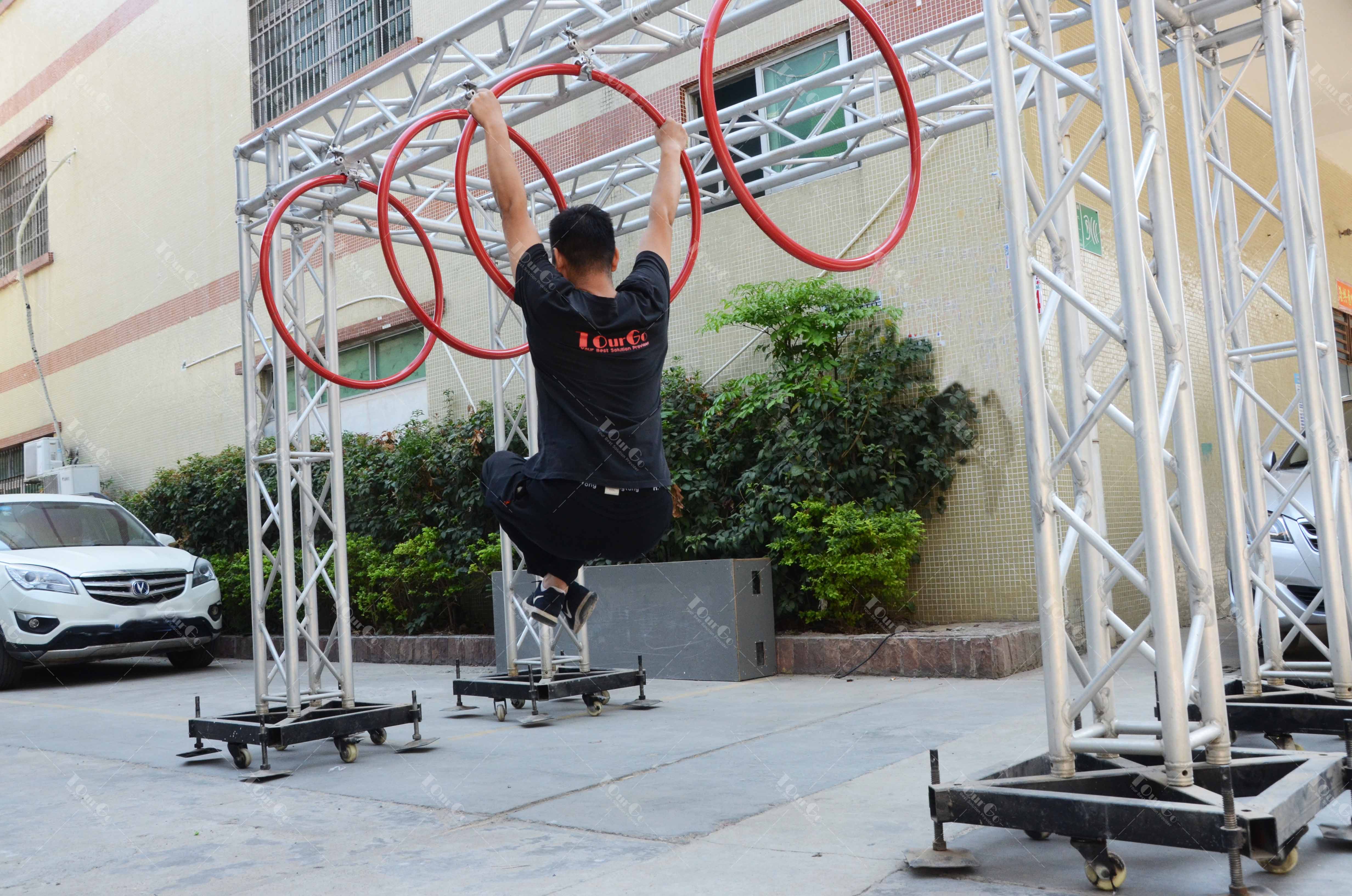 Outdoor Indoor Adventure Playground Ninja Training Equipments Hanging Circular Ring