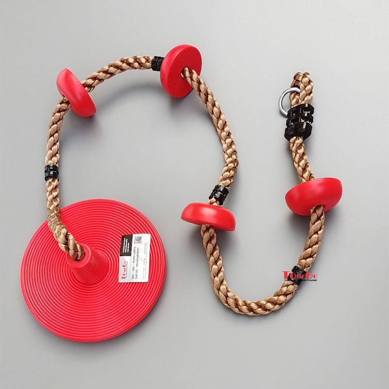 Outdoor Tree Backyard Playground Climbing Rope Swing with Platform and Disc Swing Set Rope Ladder for Kids