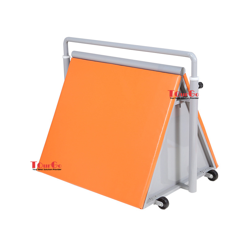 High quality adjustable small soft foam tripod baffle kids parkour equipment set with wheels for ninja gym