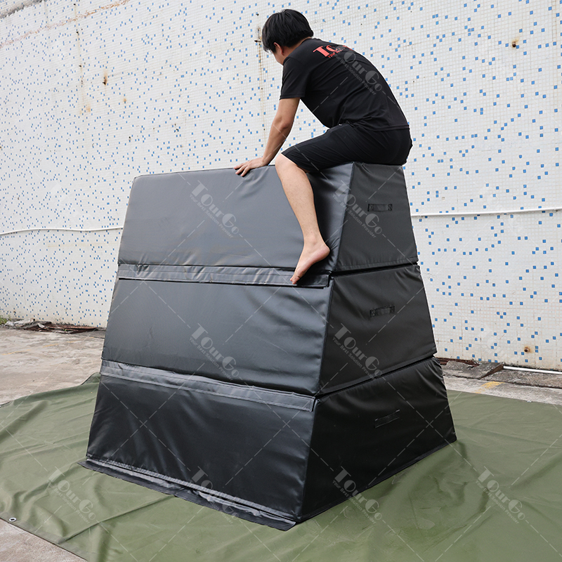Ninja warrior obstacle parkour gym equipment Ninja Trapezoid 3 Section Foam Vaulting Box
