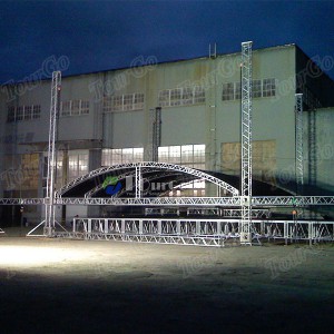 Tourgo Aluminum Arc Roof Truss Mobile Stage Truss Design with Portable Stage