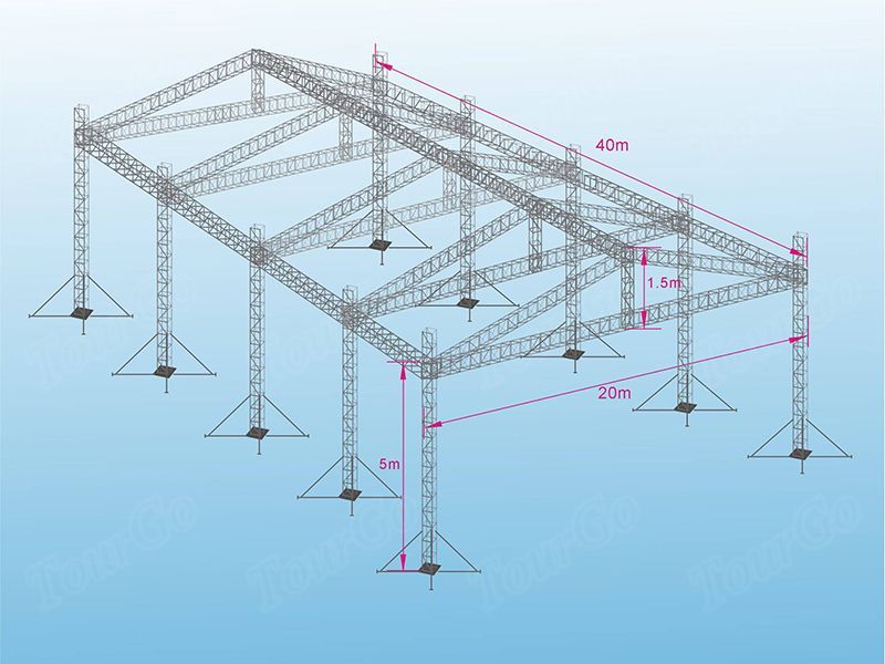 TourGo Top Quality 290mm Aluminum Stage Truss Structure / Spigot DJ Lighting Truss / Used Aluminum Roof Truss