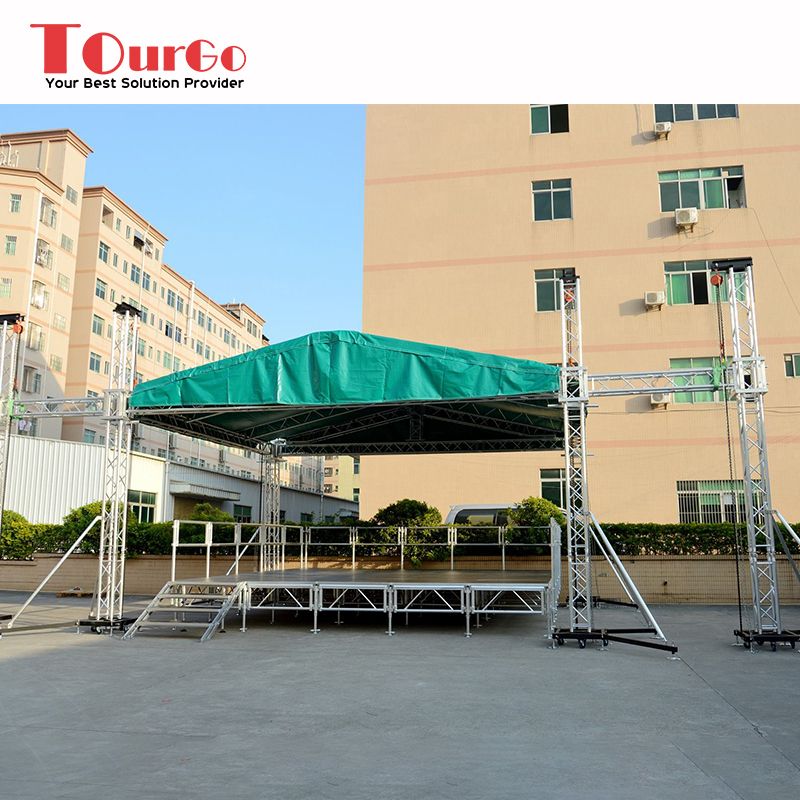Tourgo Aluminum Concert Stage Ground Support Triangular Roof Truss with Adjustable Stage