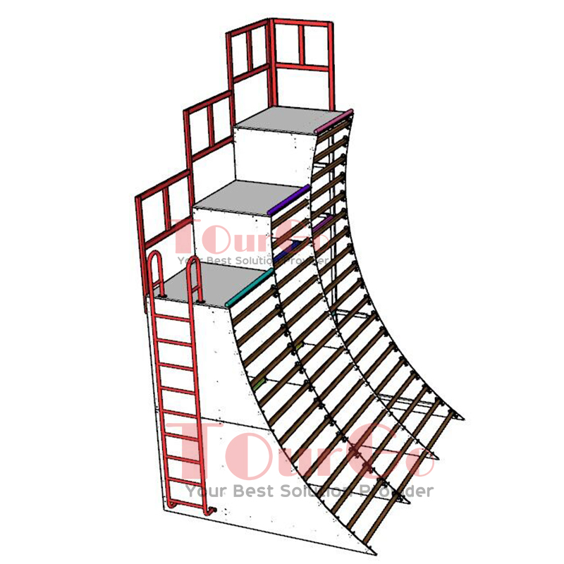 Custom outdoor removable 8 10 12ft ninja warrior obstacle warped wall with handrail and ladder firepole for adult teenager kids
